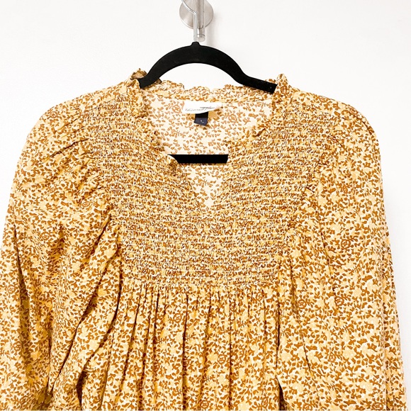 Universal Thread Fall Peasant Bubble‎ Sleeve Floral Top Yellow Orange Small - Picture 3 of 8